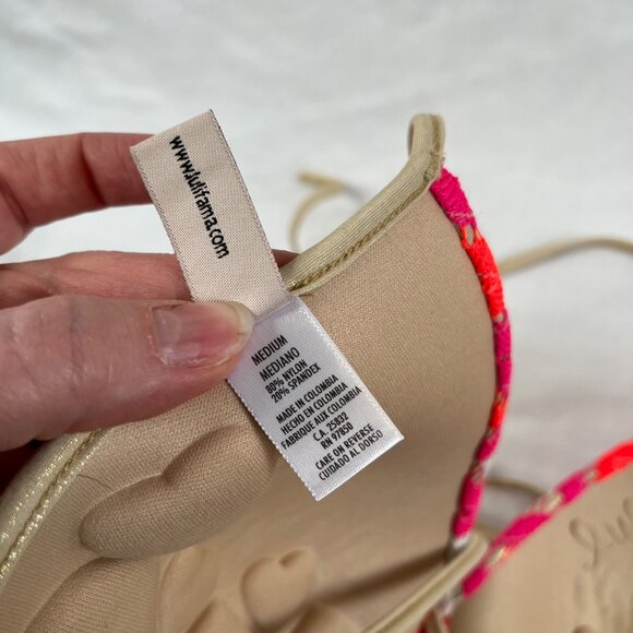 Luli Fama FLAMINGO BEACH Molded Push Up Bandeau Halter Swim Bikini Top Medium - Picture 6 of 10